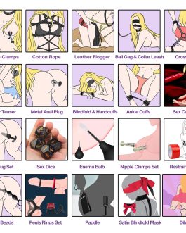 Sex Toys BDSM Restraints Dildo, 36Pcs Kit Bondage Gear and Accessories for Adult Women and Couples (Blcak)