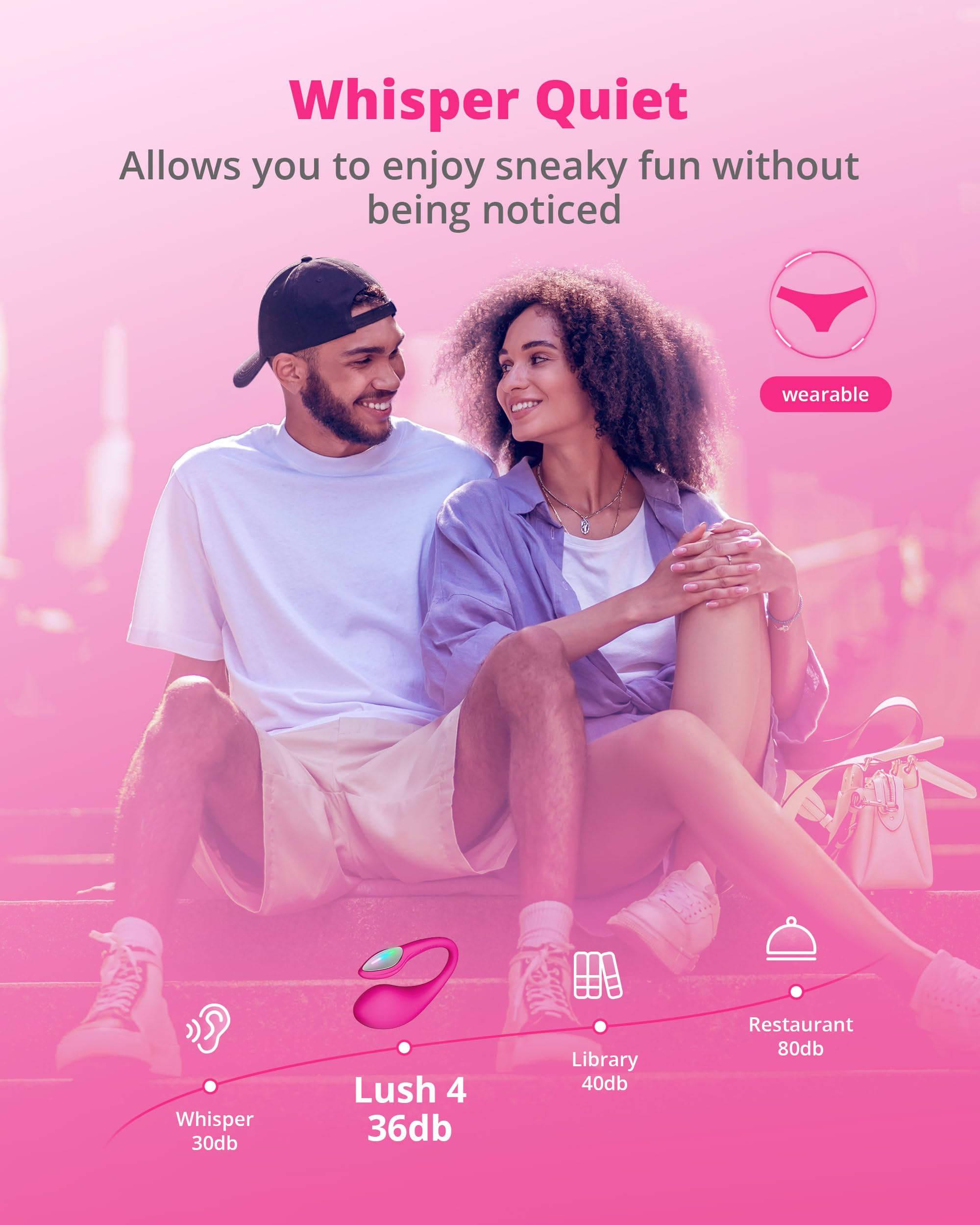 LOVENSE Lush 4 G spot Vibrator Couples Sex Toys, Powerful Wearable Egg Vibrators APP Remote Control Long Distance Adult Sex Toys & Games with LED Light, IPX7 Waterproof, Discreet, Rose