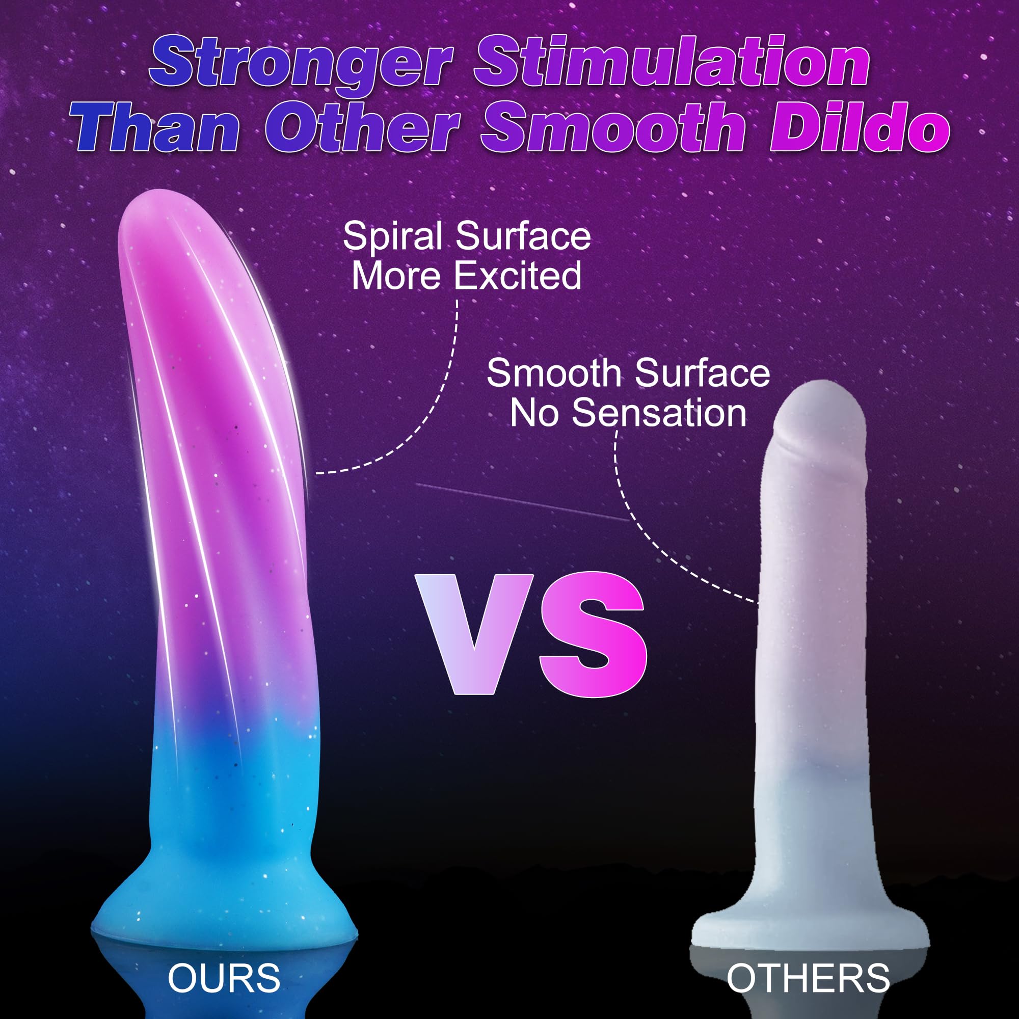 Soft 6-Inch Silicone Dildo with Suction Cup – Slim G-Spot & Prostate Toy for Beginners, Small Fantasy Anal & Butt Plug for Men and Women, Purple Blue