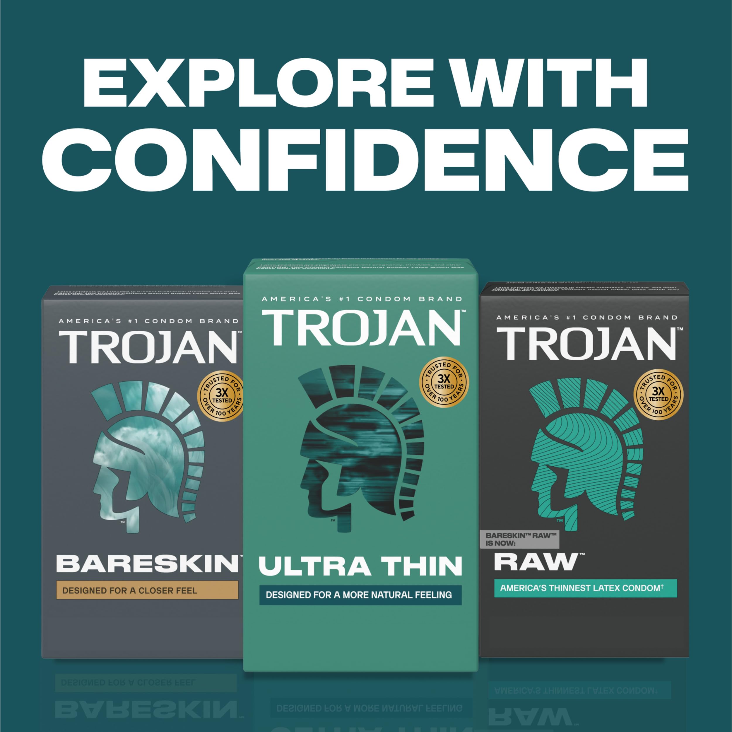 Trojan Ultra Thin Latex Lubricated Condoms for Men, Thin Condoms for a More Natural Feeling, Premium Latex to Help Reduce Risk of Pregnancy and Sexually Transmitted Infections (STIs), 36 count
