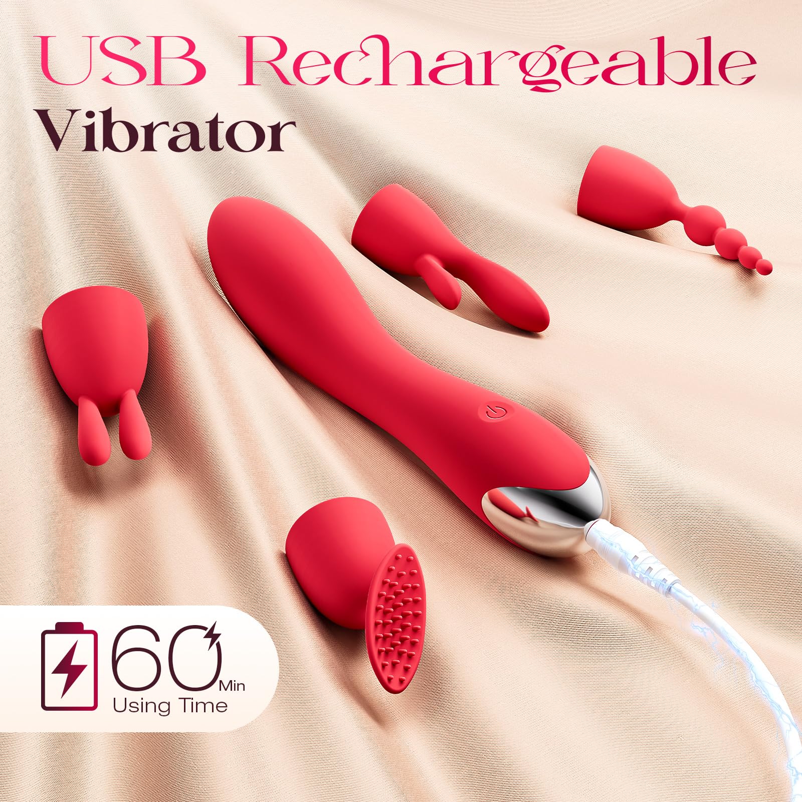 MOOLIGIRL Dildo Vibrator Kits, Women Sex Toys Adult Toy APP Control 20 Modes with 4 Replacement Silicone Heads for Solo and Couples, IPX6 G Spot Vibrators for Clitoral Nipple and S&M Floggers Black