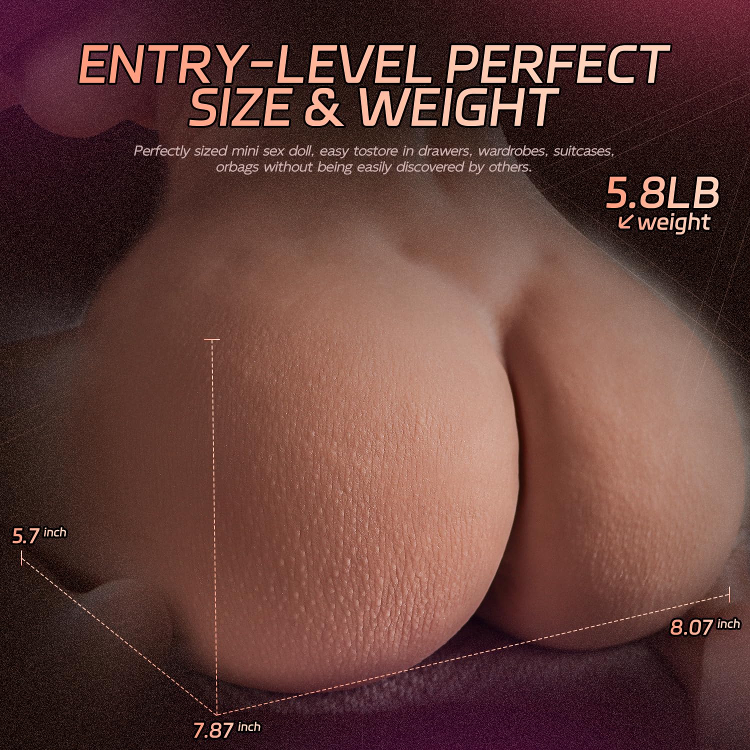 Male Masturbator Sex Doll for Men Pocket Pussies Realistic Adult Sex Toys for Men, 5.8LB Entry-Level Ass Lifelike Soft Butt with Vagina and Anal Channel for Several Sex Positions (Wheat)