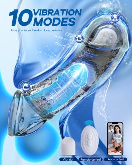 Vibrating Penis Sleeve for Men – 10 Vibration Modes Reusable Extender with 3 Sleeves & 2 Adjustable Rings, App Remote Control Adult Pleasure Toy for Couples, Girth Enhancer & Long Lasting Support