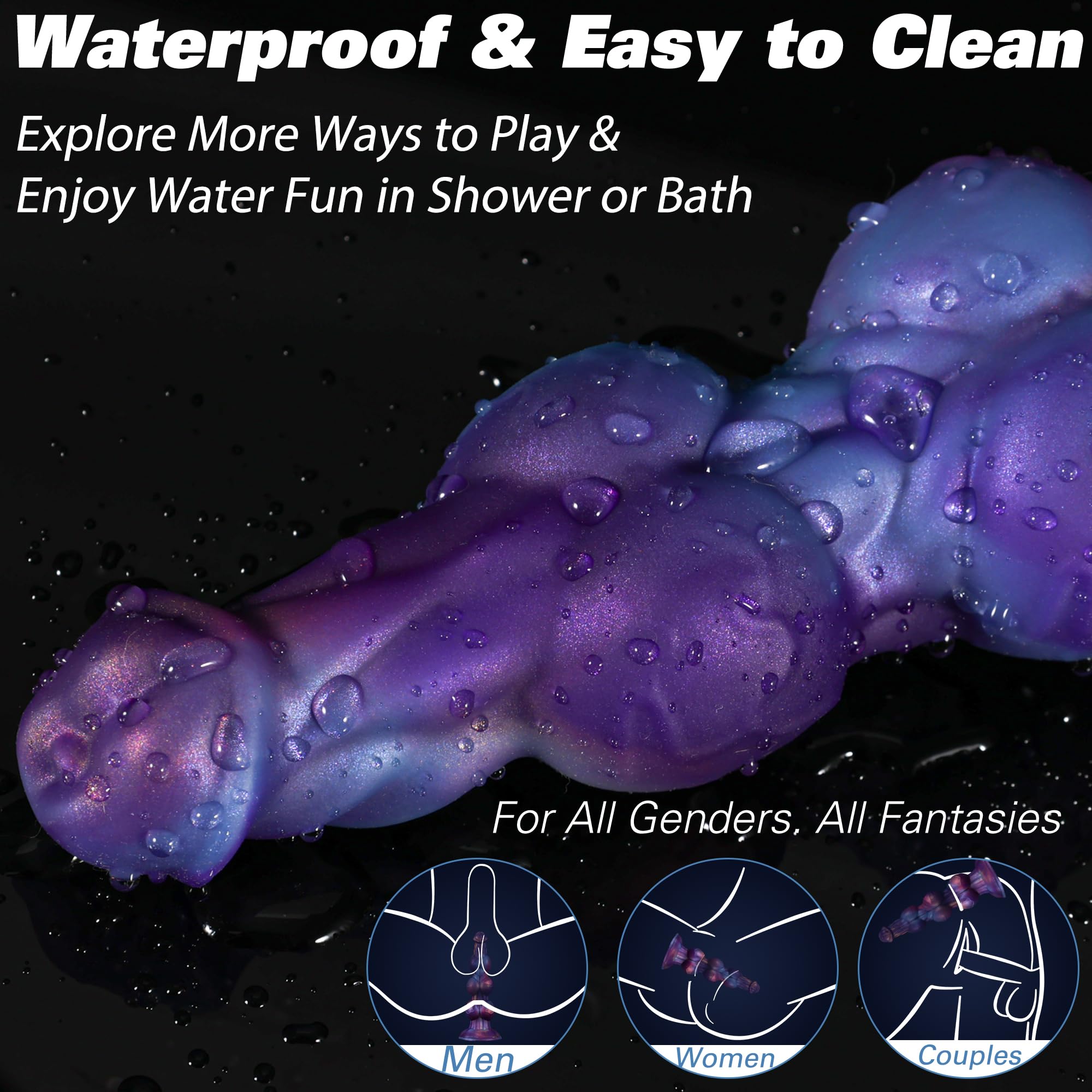 7" Monster Knot Dildo, Fantasy Thick Knotted Silicone Dildo with Strong Suction Cup for G-Spot & Prostate Stimulation, Anal Training Butt Plug Adult Sex Toy for Beginner Men & Women - Mixed Blue