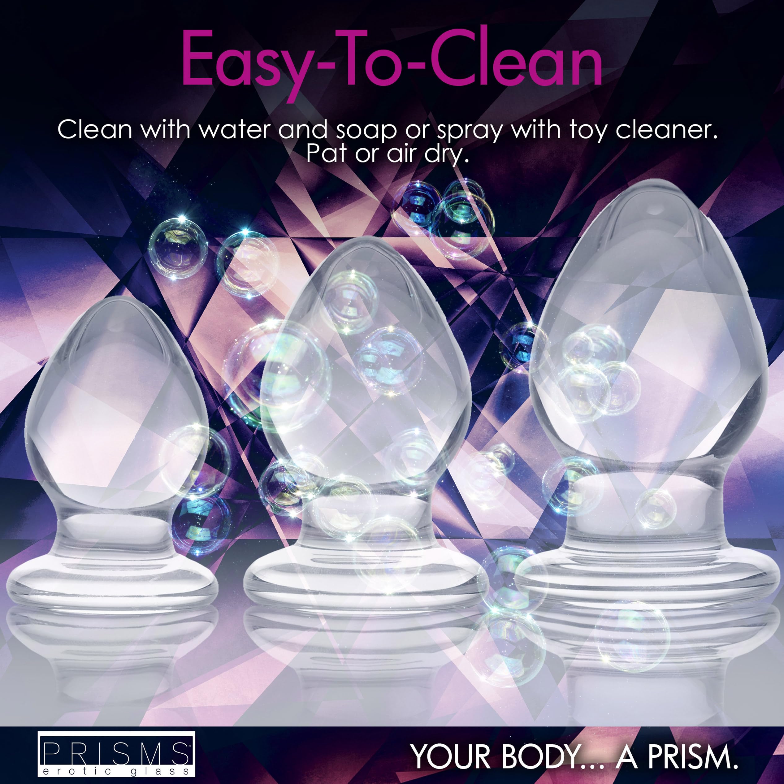 Triplets 3 Piece Clear Glass Anal Plug Training Kit