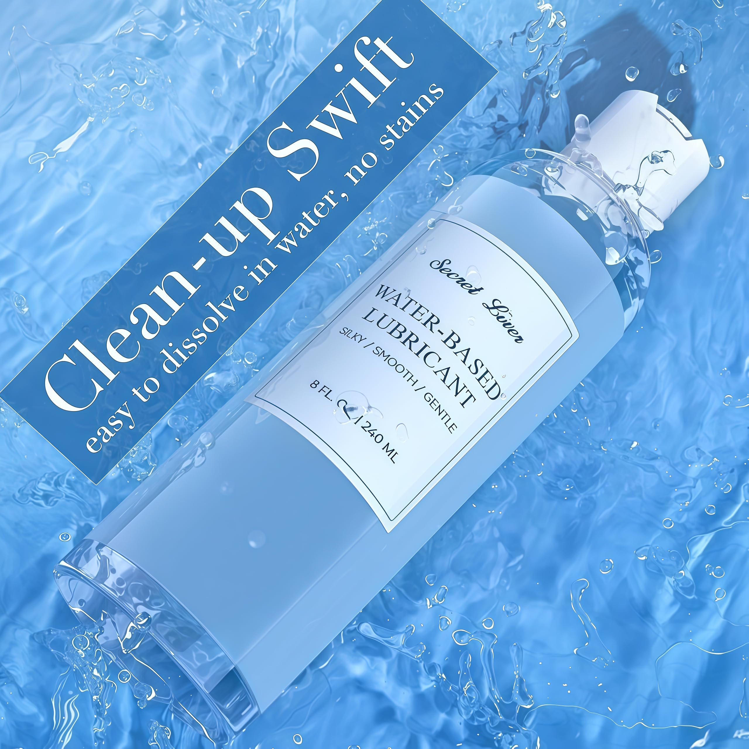 Secret Lover Water-Based Personal Lubricant, Ultra Silky Smooth Long-Lasting Lube for Women, Men, and Couples, Natural Ingredients Non-Staining, 8 Fl Oz