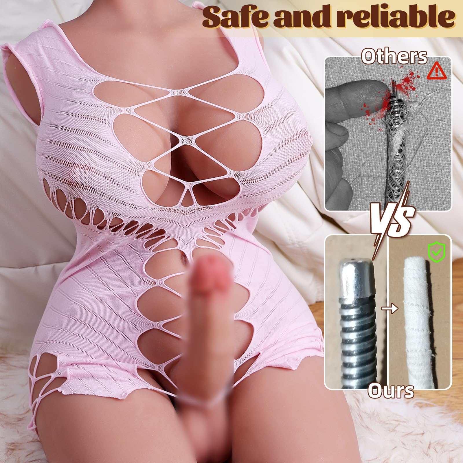 Shemale Sex Doll Torso Male Masturbators with Big Breasts and Huge Dildo, Full Size Sex Doll with Hard Cock and Tight Anal, Realistic Sex Toys with Penis for Women Men Gay Couple 38 LB Adult Toys