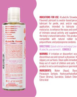 LUBELIFE Water-Based Strawberry Flavored Lubricant, Personal Lube for Men, Women and Couples, Made Without Added Sugar, 8 Fl Oz