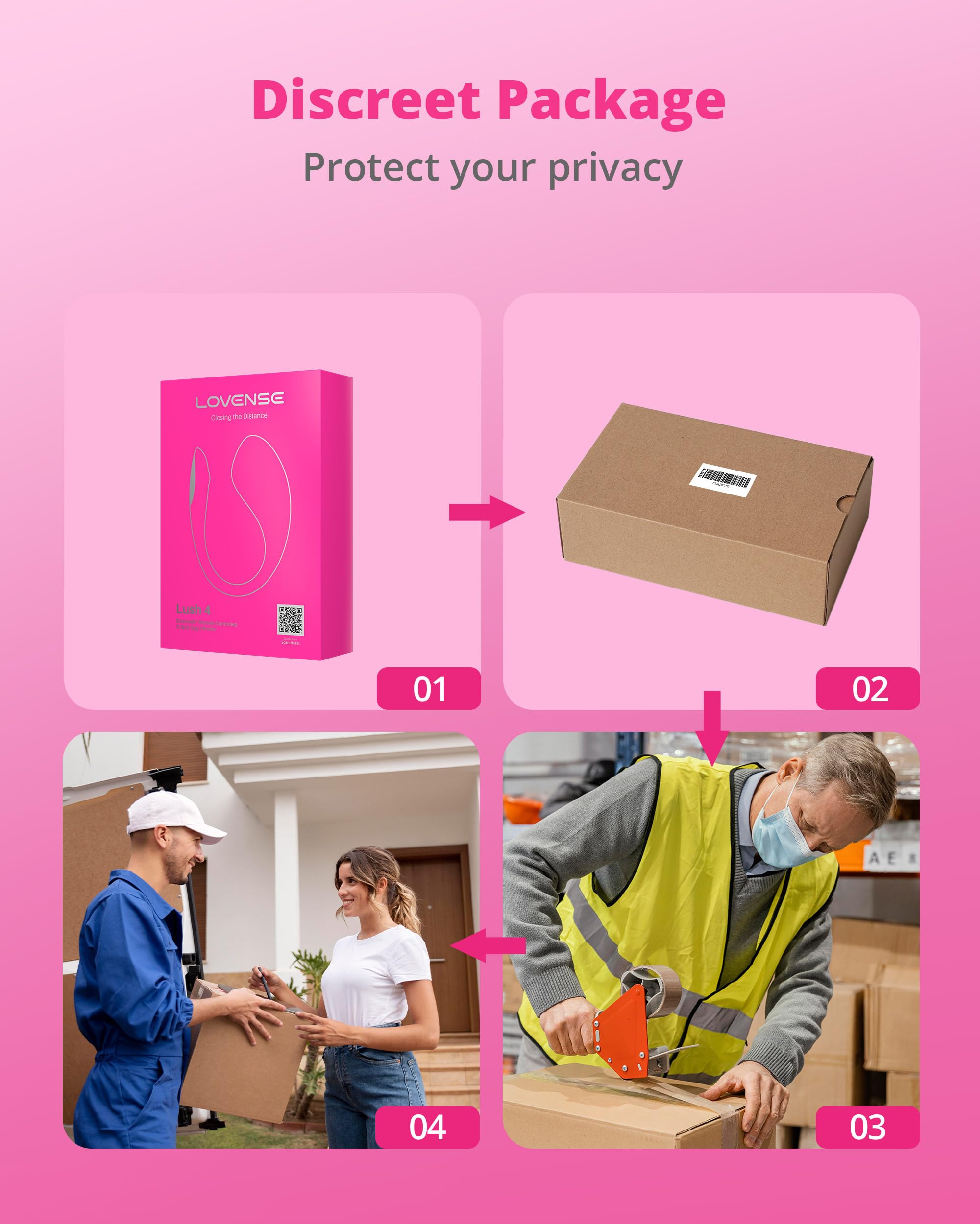LOVENSE Lush 4 G spot Vibrator Couples Sex Toys, Powerful Wearable Egg Vibrators APP Remote Control Long Distance Adult Sex Toys & Games with LED Light, IPX7 Waterproof, Discreet, Rose