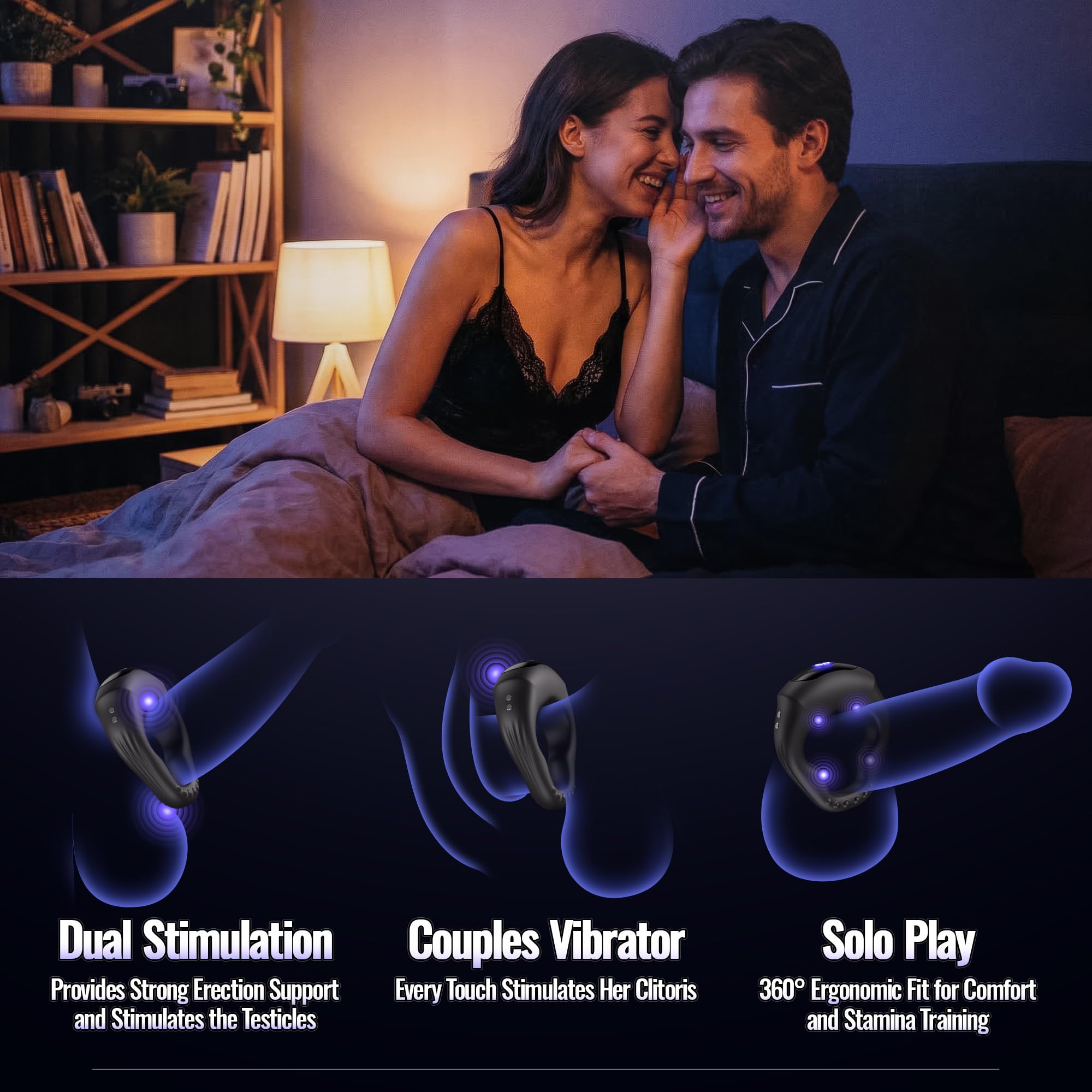 Vibrating Cock Ring Ergonomic Contour, 10 Vibrations Sex Toys for Men Silicone Penis Ring Secure Wrap-Around Design for Male Erection, APP Control Male Sex Toy for Adult Couples Pleasure Chastity Cage