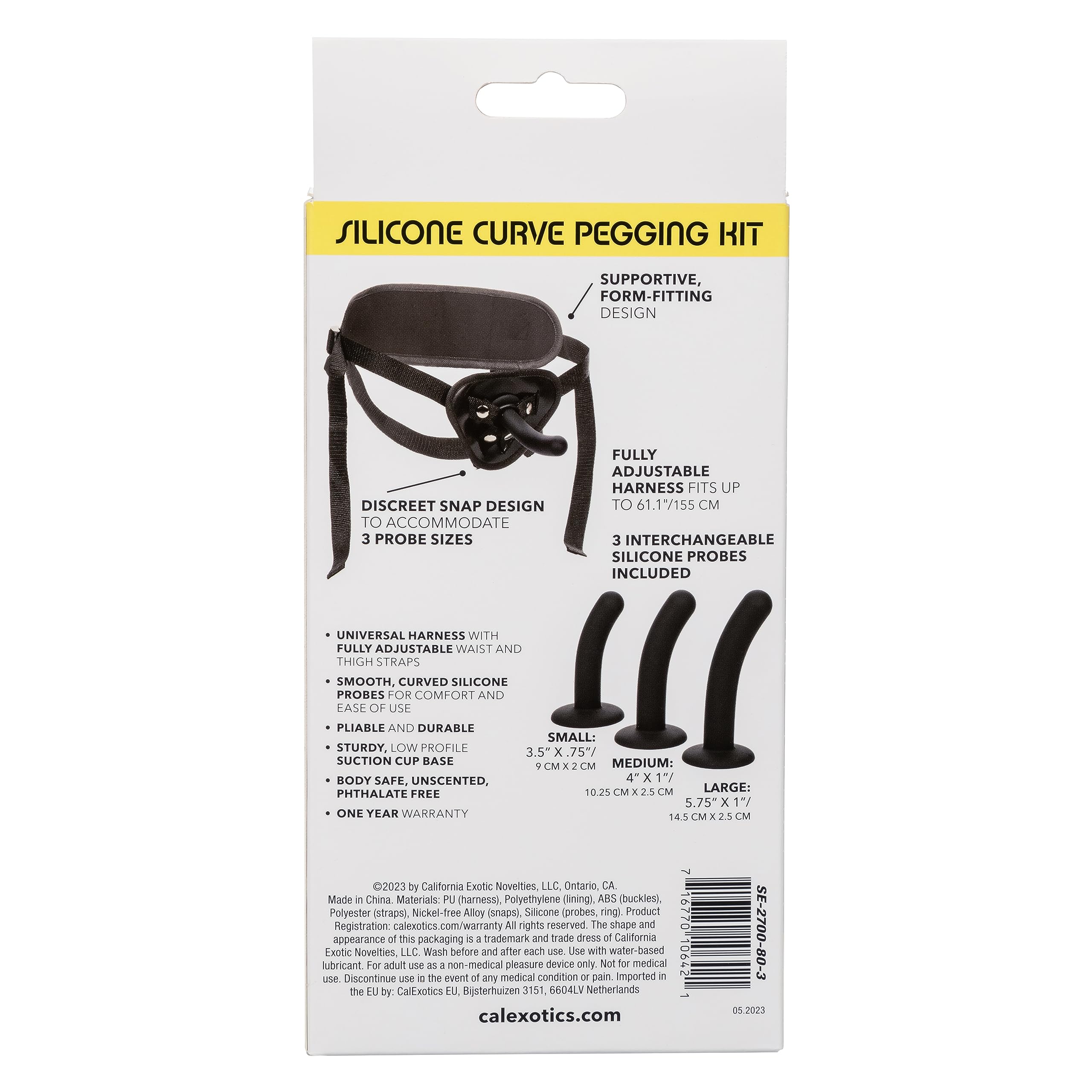 CalExotics Boundless Silicone Curve Pegging Kit, Strap On Dildo Harness with Set of 3 Anal Plugs - SE-2700-80-3