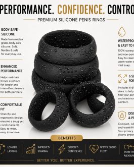 TCSR 6 Different Size Cock Rings – Medical Grade Soft Silicone Penis Rings – Better Sex