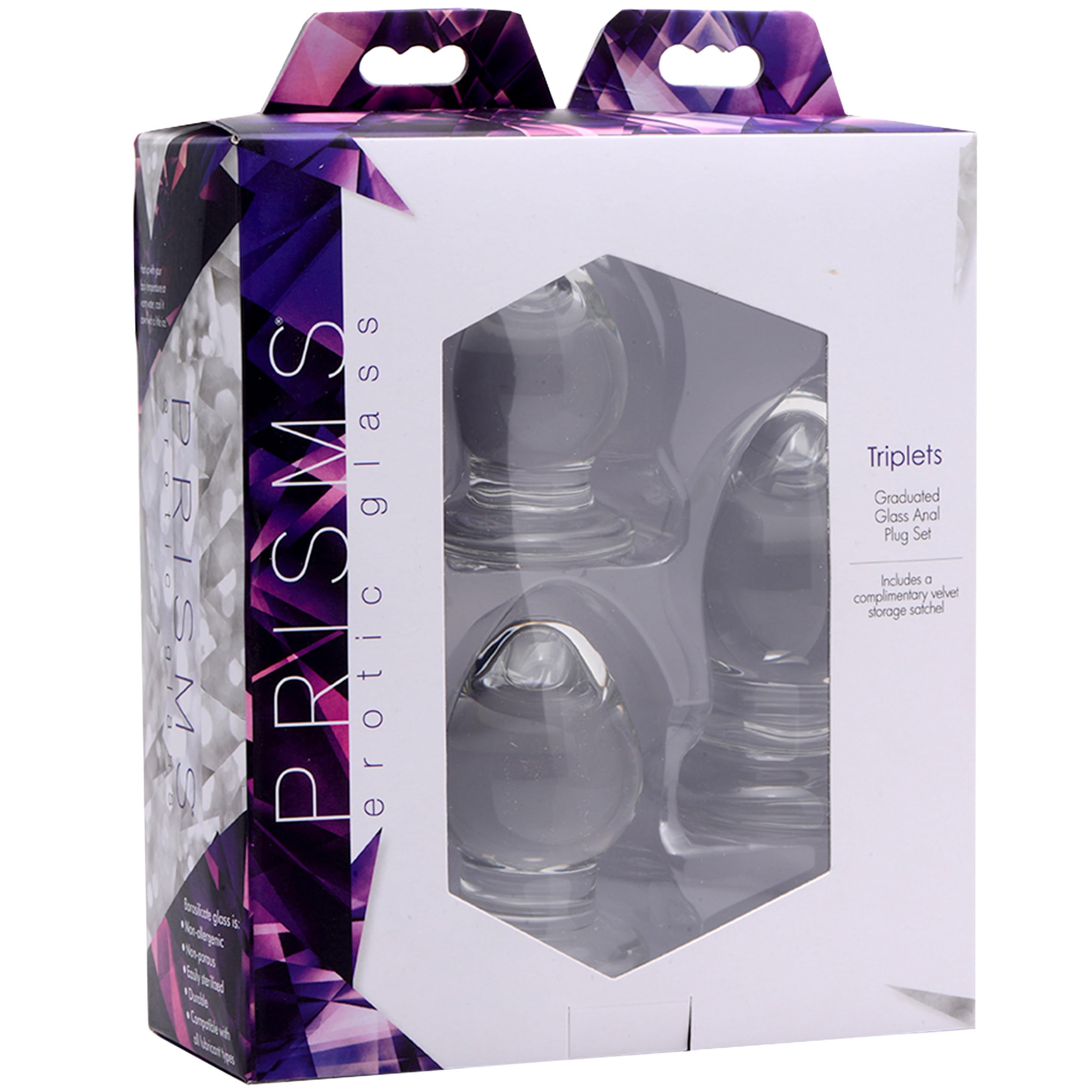 Triplets 3 Piece Clear Glass Anal Plug Training Kit