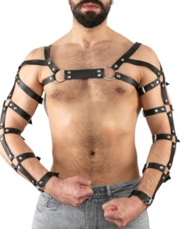 Men’s Adjustable PU Leather Chest Harness for BDSM Cosplay