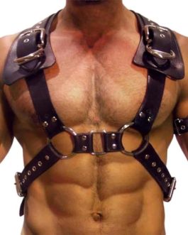 Men’s Adjustable PU Leather Body Chest Harness & Belt Strap