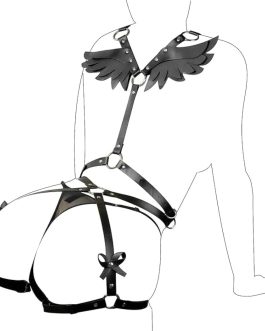2 PCS Women’s Adjustable Black Angel Wings Body Harness Belt