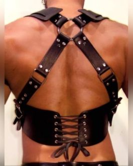 Men’s Adjustable PU Leather Body Chest Harness & Belt Strap