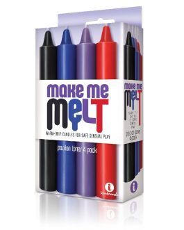 Sexy, Kinky Gift Set Bundle of Make Me Melt Sensual Warm-Drip Candles, 4 Pack, Passion Tones and Icon Brands Clear Stroke – Twister, Masturbator