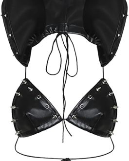 Rave PU Leather Crop Top Bra for Women’s Party Outfits