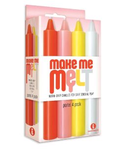 Sex Toy Gift Set Bundle of Make Me Melt Sensual Warm-Drip Candles, 4 Pack, Pastel and Icon Brands Triad 3 Way Butt Plug, Textured