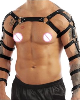 Men’s Adjustable PU Leather Chest Harness for BDSM Cosplay