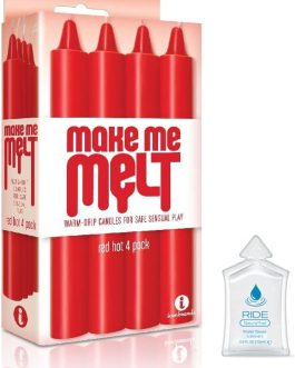 Make Me Melt – Sensual Warm Drip Candle Set for Couples | Pack of Candles Body-Safe Low-Temp Wax Candles for Romantic Wax-Play, Massage & Intimate Mood Setting by Icon Brands with Sample of lube