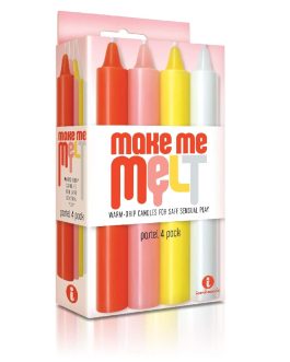 Sexy Gift Set Bundle of Make Me Melt Sensual Warm-Drip Candles, 4 Pack, Pastel and Icon Brands Pocket Pink, Mini Ass Masturbator