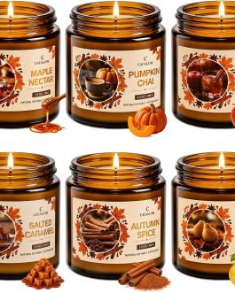 Fall Candles Set, Scented Candles for Home, Gift Ready, 6 x 3.5oz