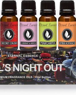 Eternal Essence Oils Girl's Night Out Set of 6 Premium Fragrance Oils – Includes Strawberry Champagne, Pina Colada, Secret Crush, Margarita, Amber Romance, and Cabernet & Neroli Scented Oils – 10ML